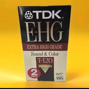 NOS TDK E-HG T-120 Extra High Grade Sound & Color Sealed VHS Tapes 2 Pack